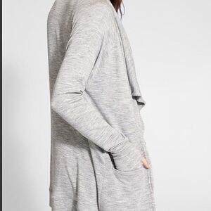 Athleta Studio Wrap‎ Women's Size XS Gray Sweater Cowl Neck Thumbholes Oversized